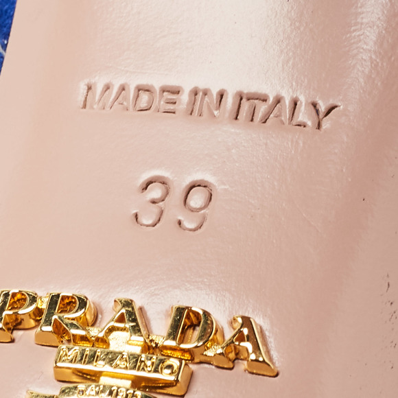 Prada Blue Suede Peep Toe Platform Ankle Strap Sandals Size 39 - Picture 6 of 8